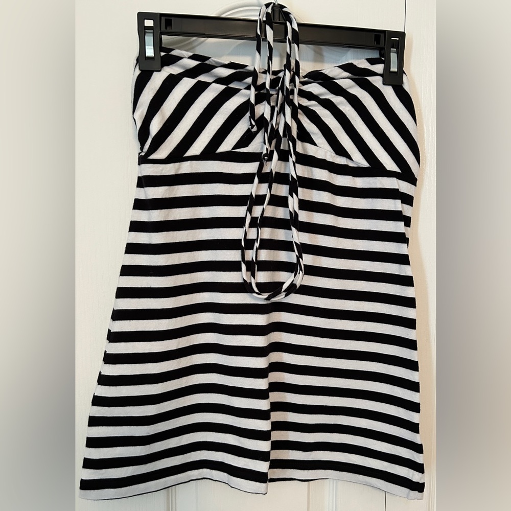City Streets: Black/white striped halter top, size L
